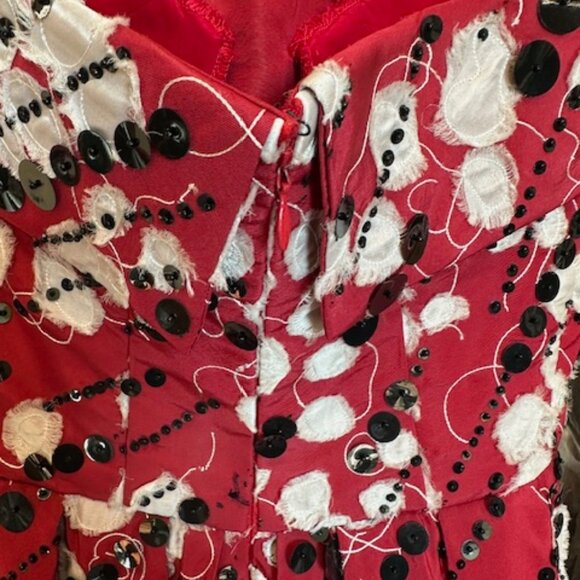 NAEEM KHAN PRINTED SIZE XXS LONG STRAPLESS DRESS - Picture 6 of 9